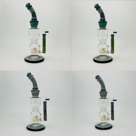 Hipster - Hourglass Waterpipe With Double Matrix Perc - 14 Inches - LF040