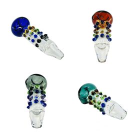 HPAG45 - 4 Inch Clear Handpipe - With Color Head and Multi Marbles