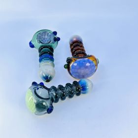 Handpipe With Honeycomb Head and Rings 4.5 Inch - Assorted - Price Per Piece