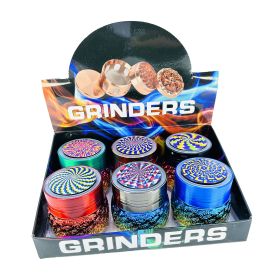 Psychedelic Led Wave - Metal Body 60 mm - 4 Part Grinder - Assorted - Price Per Piece