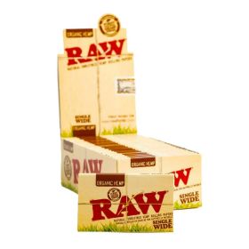 Raw - Organic Hemp - Single Wide Rolling Papers - 25 Pack Per Box