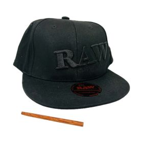Raw - Poker Hat Black on Black Flat Brim - Snapback Hat
