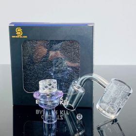 Sense Glass - Banger Kit - R-M And Terp Pearl With Cyclone Spinner Carb Cap - 19mm Male - 90 ° Degree