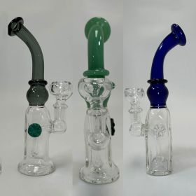 Square Heavy Waterpipe With Color Neck - 8 Inch - WPAG120