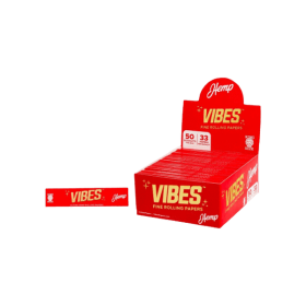Vibes - Hemp King Size Hemp Rolling Paper - 33 Count In Booklet - 50 Booklet In Box