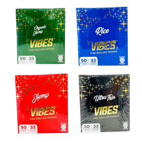 Vibes - King Size Slim Rolling Papers - 33 Papers Per Pack - 50 Pack Per Box