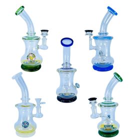 WPSC1008 - 8 Inch Waterpipe - Bent Neck With Marble Flower and Showerhead Perc