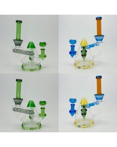  10-Inches - Waterpipe - Pyramid Recycler With Animal Perc - (RH-191) 