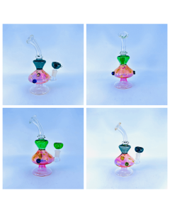 Waterpipe 7" Inches Bent Neck Fumed With Inline Perc