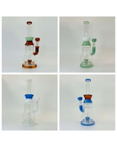 Color Rim Bell Waterpipe With Showerhead Perc - 12 Inch - WPAG161