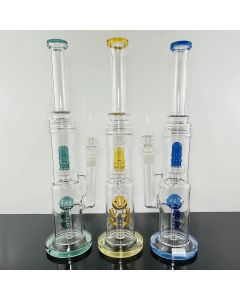 WATERPIPE 15" INCH - DUAL CHAMBER WITH BUBBLE CONE INLINE PERC