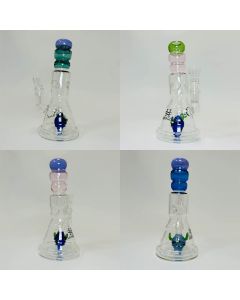 Helios Glass Waterpipe Beaker with Character Showerhead Perc - 7 Inch - WPTG103