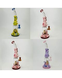 Hipster - Bent Neck Waterpipe with Monster-Bees -  14 Inches  - TZ192