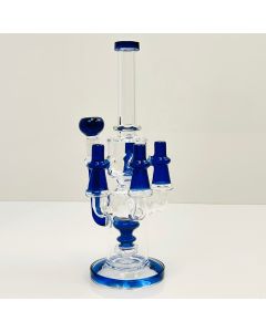 Waterpipe 14" Inch - With Quad Filter and Showerhead Perc-blue color