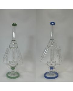 WATERPIPE 18" INCH - RECYCLER FOUR HONEYCOMB WITH TREE PERC -ASSORTED