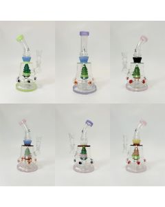 Waterpipe 7 Inch - Helios Glass - Bent Neck With Hive Perc